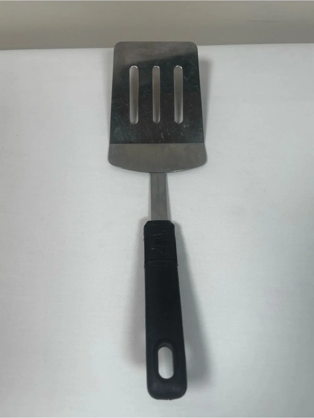 Vintage ECKO Best Results Slotted Spatula Stainless Steel with Black Handle
